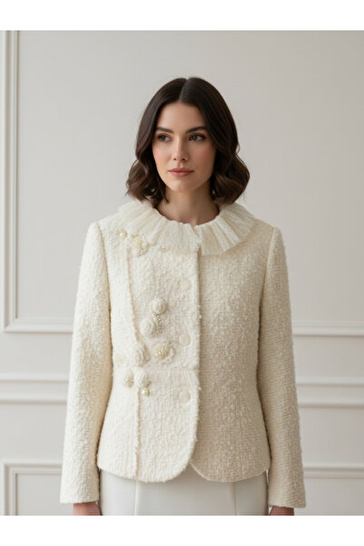 HAUTE COUTURE AHMET ÖZCEYHAN İNCİLİ BUKLET KUMAŞ ÖZEL TASARIM CEKET