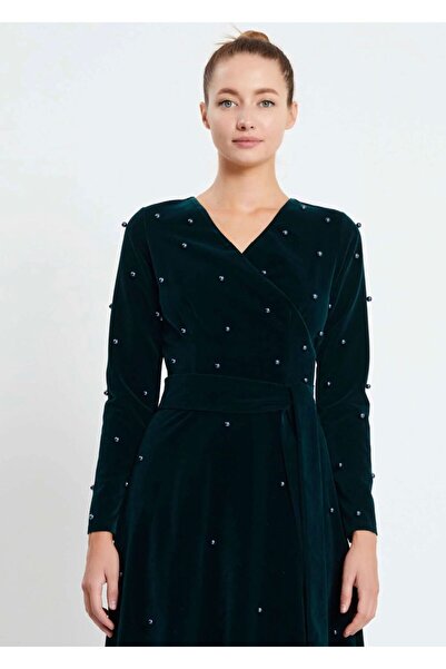 OEM Vefastyle Pineline long green velvet dress