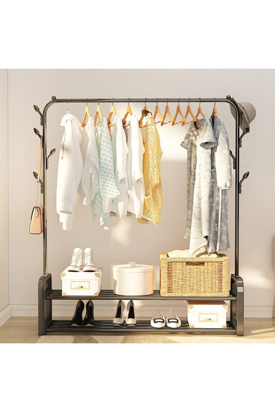 HayaBazaar Heavy Duty Clothes Rack with Shelves Design, Rack with Shoe Storag...