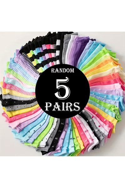 Çorap Bakkalı 5 Pairs of Mixed Color Women's Bootie Socks – Cotton Non-Slip B...