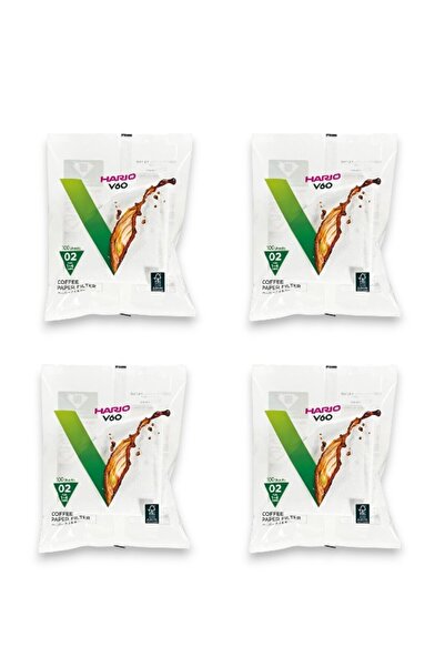 Hario فلتر ورق القهوة V60، 100 ورقة بيضاء، مجموعة من 4 قطع، مقاس 02، إجمالي 4...