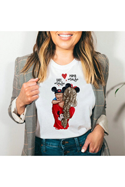 Kartier Tricou Dama Alb Mama & Baby Mouse