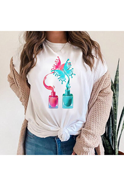 Kartier Tricou Dama Alb Nail Polish Buttefly