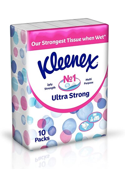 Kleenex Ultra Strong Facial Tissue, 2 PLY, 10 Soft Packs x 114 Sheets, Multi ...