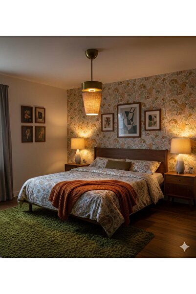 BİAVİZE DESENLİ BAŞLIKLI RETRO TARZ GOLD KROMLU TEKLİ AVİZE