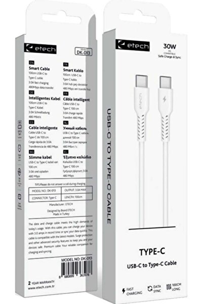 TYPE-C to TYPE-C HIZLI ŞARJ ve DATA KABLOSU