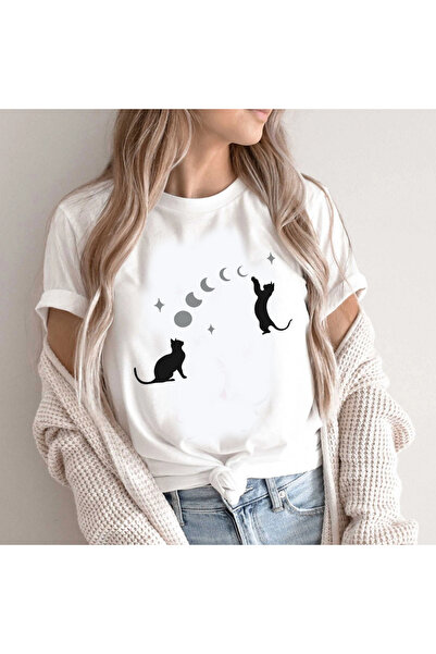 Kartier Tricou Dama Alb Moon Phase Cat