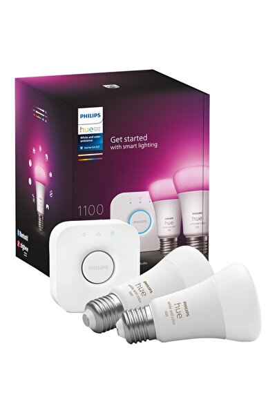 Philips Kit 2 LED bulbs Hue 9W (75W), E27, RGB Light + Bridge