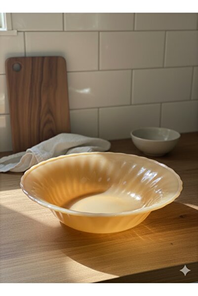 ESKİ YENİ ANTİK Anchor Hocking Amber Opalin Glass Bowl – Decorative Serving B...