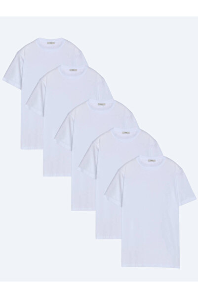 Kip White 5-Pack Plain 100% Cotton T-Shirts