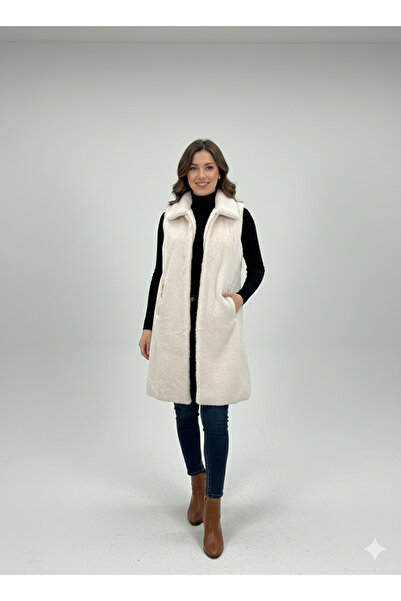 TUĞBA ERGÜL Women's Zipper Detailed Fur Vest