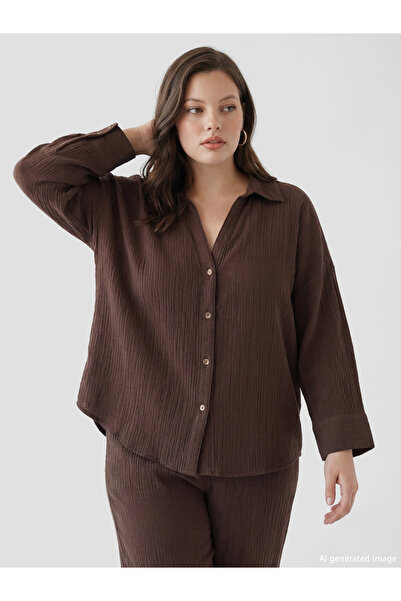 LC Waikiki Textured Oversize Women's Shirt