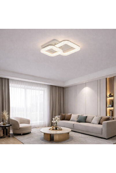 proled LED Double Square Chandelier, 40W with Remote Control