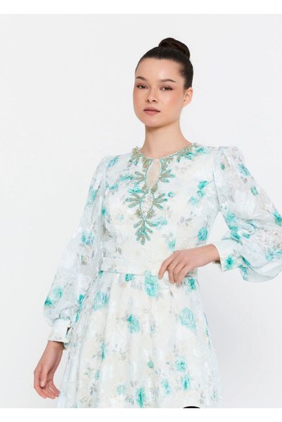 OEM Vefastyle- See-line, rochie de seara cu broderie