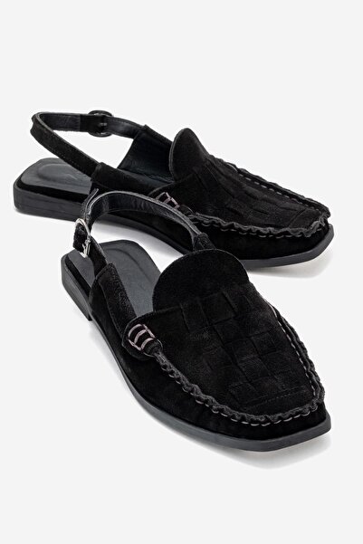 Zeynep Sıradağlı Clifford Women's Genuine Leather Sandals Black Suede