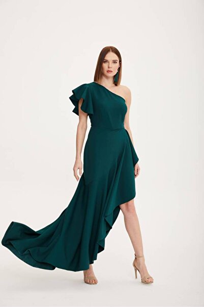 Stylish Stylish elegant off-shoulder dress in a grassy color