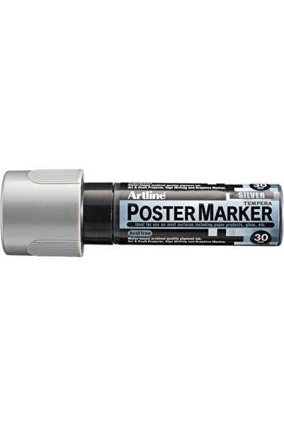 artline Poster Marker, plastic body, chisel tip 30mm - silver