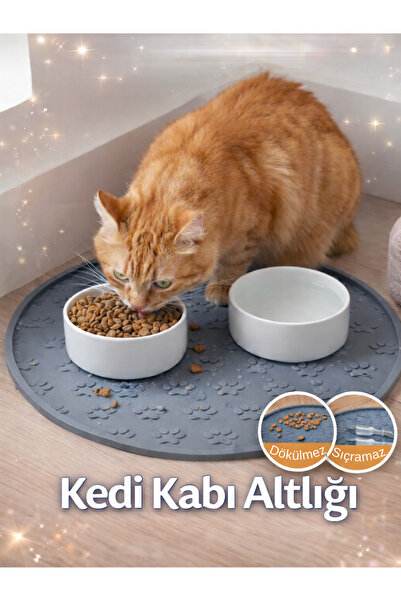 BEYLİNİ Kedi Köpek Mama Kabı Altlığı Kaymaz Su Geçirmez Beslenme Paspası Kola...