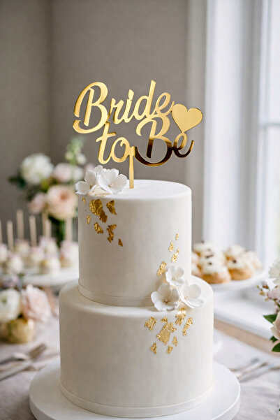 Ege Concept Life Gold Ayna Pleksi Bride to Be Yazılı Pasta Süsü - Bekarlığa V...