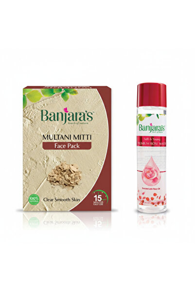 Banjara's قناع الوجه مولتانيميتي 100 غرام وماء الورد 120 مل [عبوة من قطعتين]