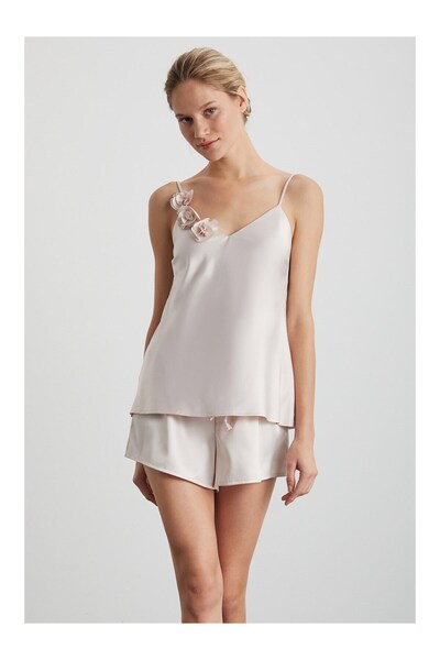 Kom سروال ساتان وردي اللون