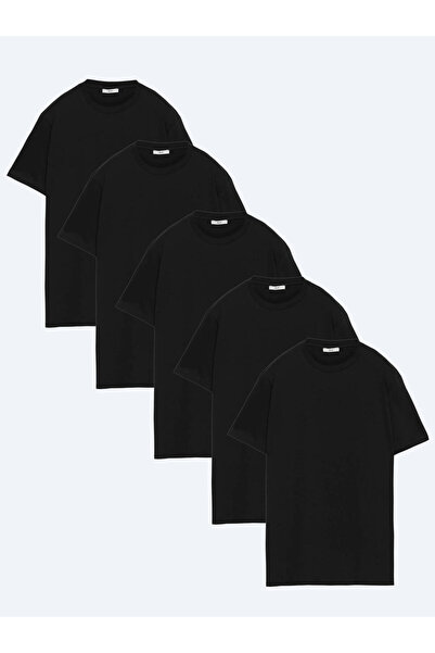 Kip Black 5-Pack Plain 100% Cotton T-Shirts
