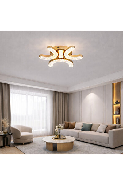 proled LED Chandelier with Remote 90W ACR-8093 Gold, U-I Shape Design, 6 Arms...