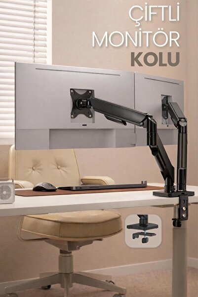 Venenon Çiftli Monitör Kolu VESA Uyumlu Hareket Ayarlanabilir Monitör Standı ...