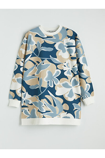 LC Waikiki Meral Collection Mixed Crew Neck Patterned Women's Sweatshirt Tunic