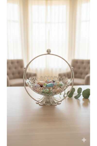 defnem home Dekoratif, Şık Gümüş Şekerlik, Meyvelik