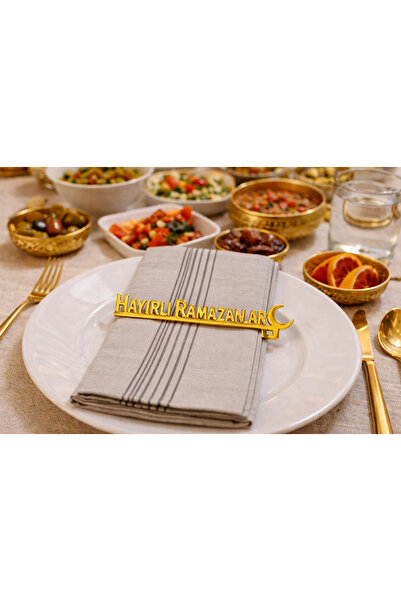 MİR STORE 6-Piece Gold "Auspicious Ramazans" Napkin Ornament |   Ramadan Tabl...