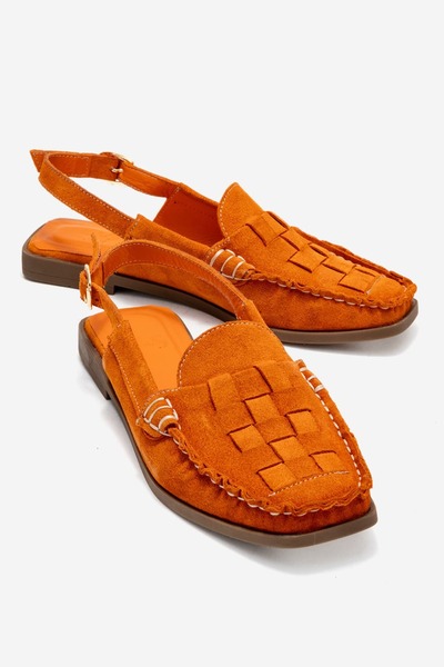 Zeynep Sıradağlı Clifford Women's Genuine Leather Sandals Orange Suede