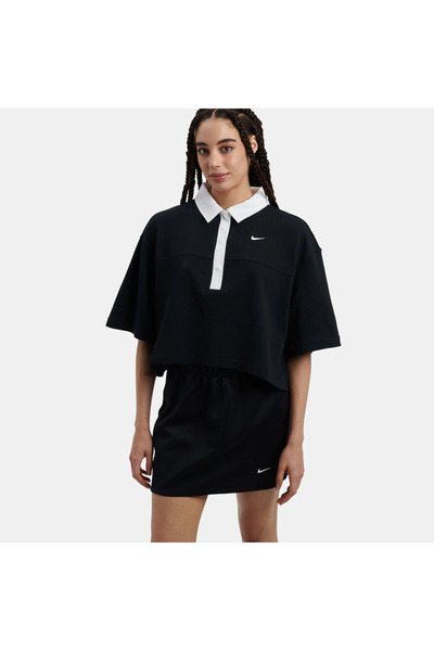 Nike Sportswear Oversize Kadın Siyah Polo Yaka T-Shirt