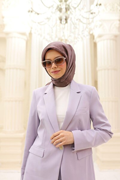 Silk Home Patterned Shiny Scarf - 8647 - Hazy Pink