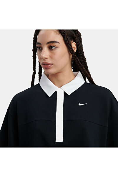 Nike Sportswear Oversize Kadın Siyah Polo Yaka T-Shirt