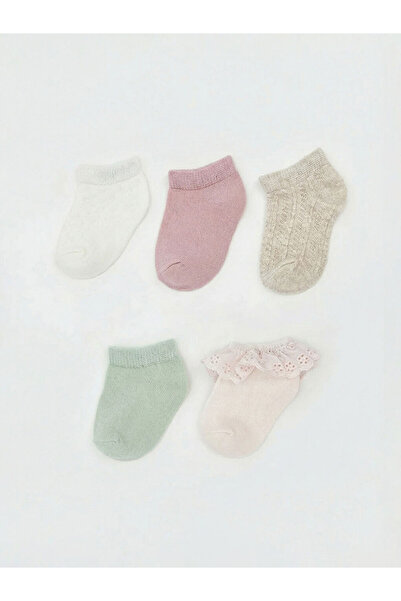 LC Waikiki جوارب RMZ GİYİM FARKIYA المطرزة للفتيات الصغيرات، عبوة من 5 قطع