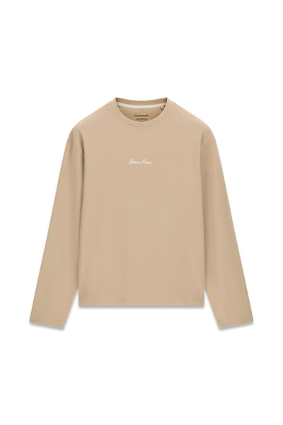 Guess Men's Ottoman Textured Long Sleeve T-Shirt - Beige