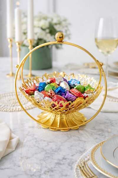 defnem home Dekoratif, Şık Gold Şekerlik, Meyvelik