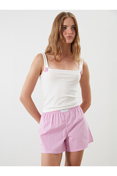 LC Waikiki Vizyon New Season Square Collar Striped Women's Shorts Pajama Set