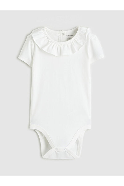 LC Waikiki Nevavm Oval Collar Baby Girl Snap Fastener Bodysuit