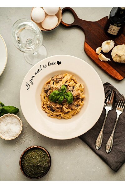 LALEZEN HOME All You Need Is Love Written Large Pasta Plate (28 cm)