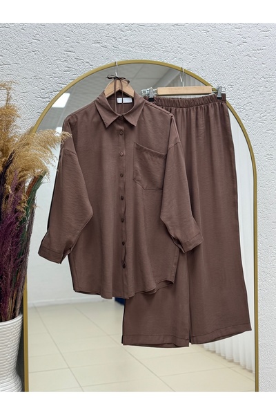 MİHRA STORE Seronia Single Pocket Casual Suit-As476 Brown