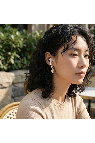 Casen Airpods 1 2 3 Pro Pro 2 Tüm Modellerle Uyumlu Sarı Kalpli İçi Taşlı Kul...