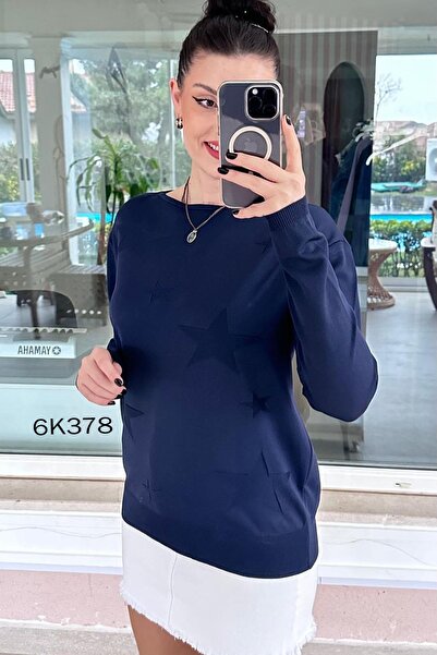 İnce Topuk Star Printed Mercerized Knitwear Blouse 6K378