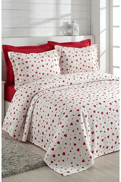 miar home perde tekstil Heart Patterned Double Pique Set 6 Pieces – Bedspread...