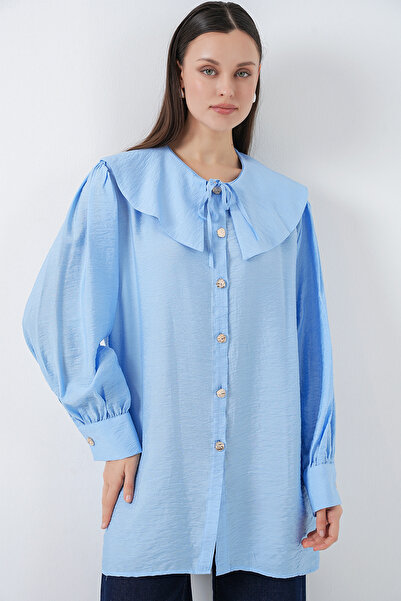 Bigdart Women's Baby Collar Long Tunic 5967 - Blue