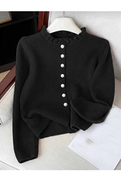 BULGUN BUTİK Kadın İncili Yumuşak Dokulu Triko Hırka