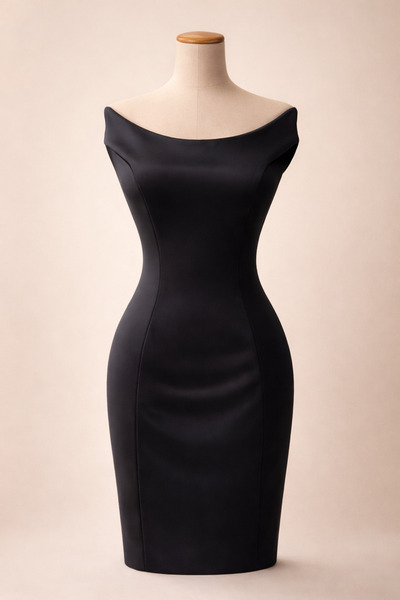 MODA فستان كورسيلي أسود بأربطة