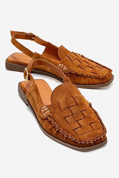 Zeynep Sıradağlı Clifford Women's Genuine Leather Sandals Brown Suede