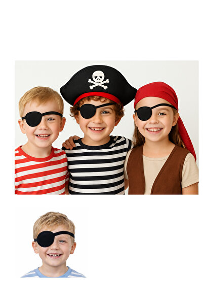 POTİPET 4 ADET Tek Çocuk göz kapama bandı - korsan bandı -Göz Tembelliği Band...